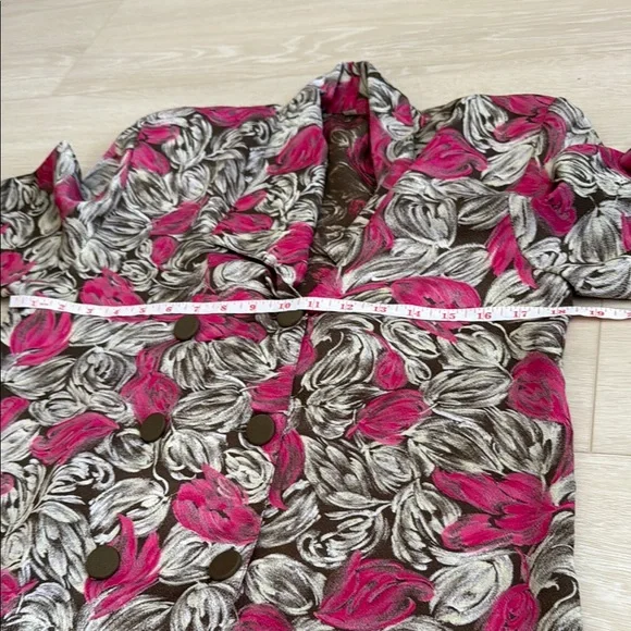 Celine Vintage Pink and Gray Floral Blazer - Picture 4 of 7